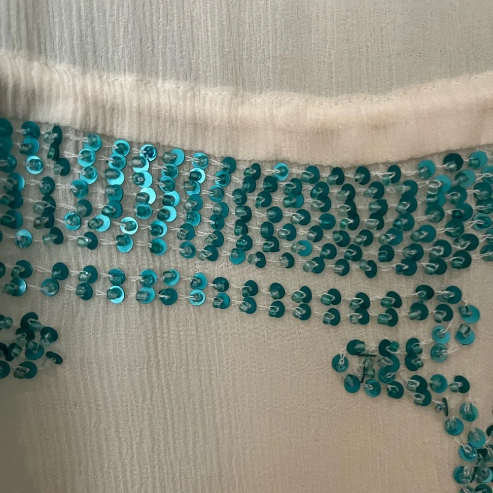 Calypso Beaded White tunic cover up - Picture 4 of 9